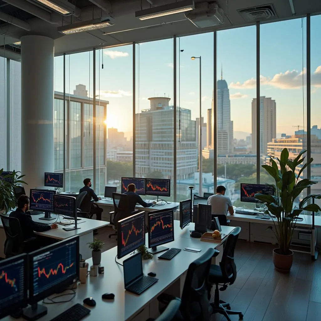 Oficinas modernas de InvertirARG con vista a la ciudad de Buenos Aires